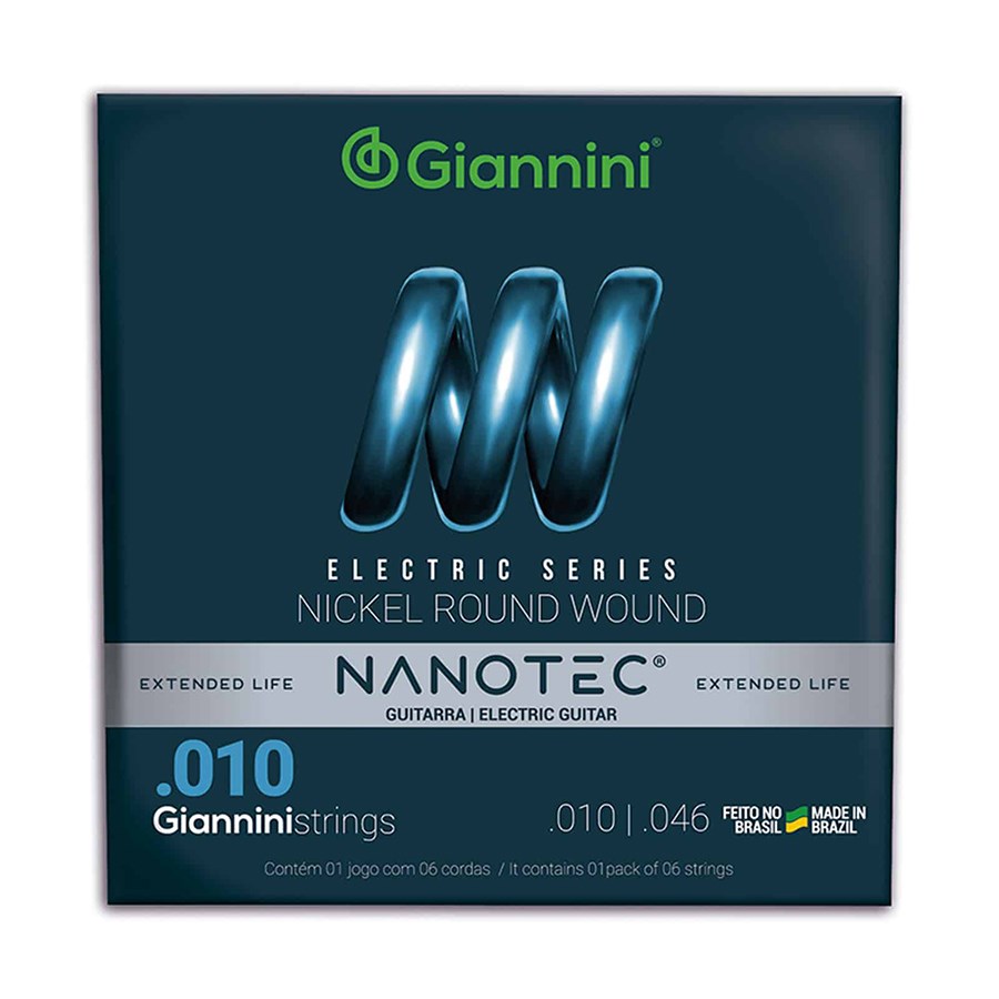 Encordoamento para Guitarra Giannini Nanotec Nickel Round .010-.046