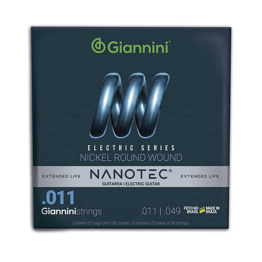 Encordoamento para Guitarra Giannini Nanotec Nickel Round .011-.049
