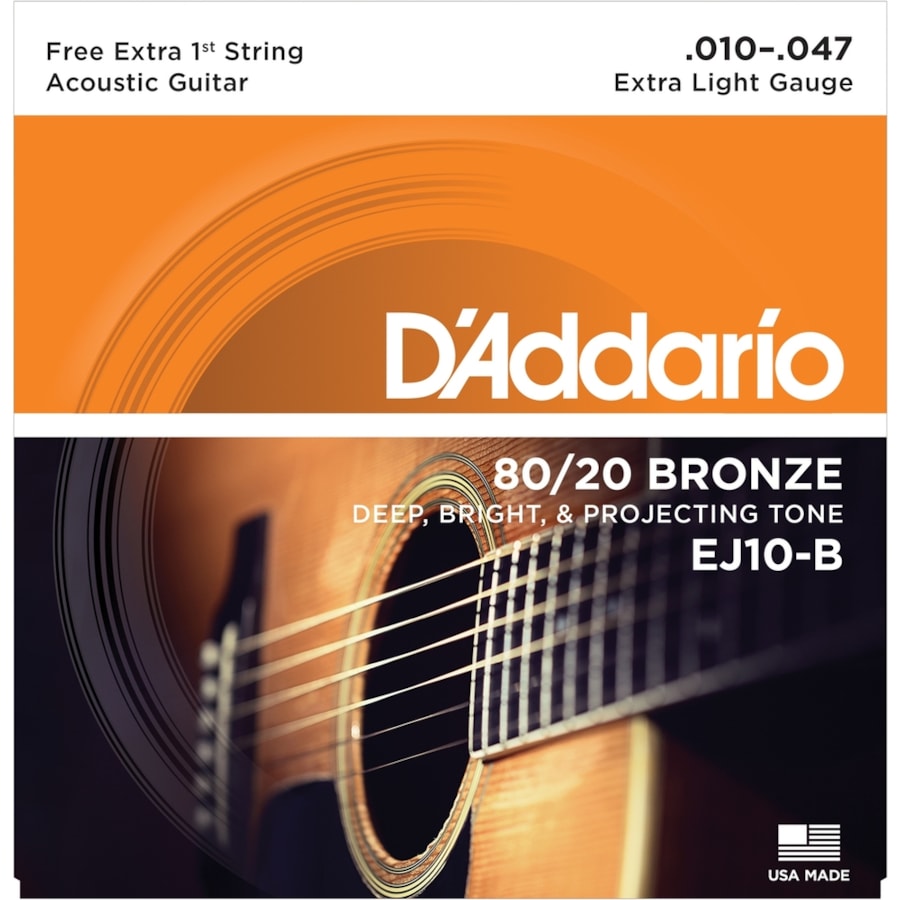 Encordoamento para Violao D'Addario EJ10 Extra Light 0.010 Encordoamento para Violao D'Addario EJ10 Extra Light 0.010