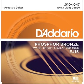 Encordoamento para Violao D'Addario EJ15 Phosphor Bronze Extra Light 0.010