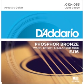 Encordoamento para Violao D'Addario EJ16 Phosphor Bronze Light 0.012 Encordoamento para Violao D'Addario EJ16 Phosphor Bronze Light 0.012