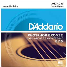 Encordoamento para Violao D'Addario EJ16 Phosphor Bronze Light 0.012