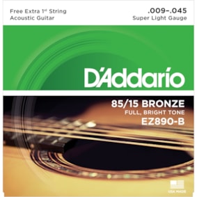 Encordoamento para Violao D'Addario EZ890 Super Light 0.009 Encordoamento para Violao D'Addario EZ890 Super Light 0.009