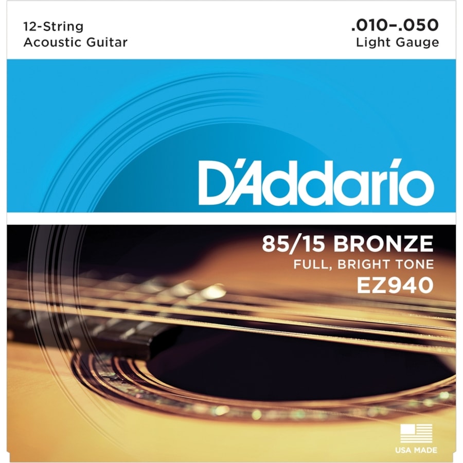 Encordoamento Para Violao D'Addario EZ940 12-String Light 0.010 Encordoamento Para Violao D'Addario EZ940 12-String Light 0.010