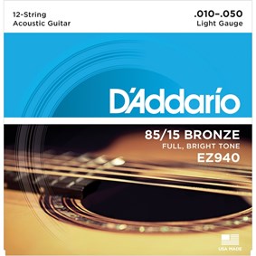 Encordoamento Para Violao D'Addario EZ940 12-String Light 0.010