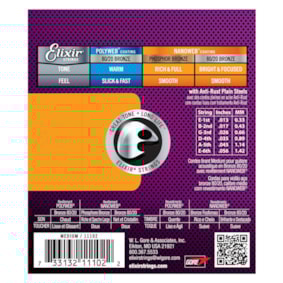 Encordoamento para Violão Elixir 11102 Nanoweb 80/20 Bronze Medium .013 - .056 Encordoamento para Violão Elixir 11102 Nanoweb 80/20 Bronze Medium .013 - .056