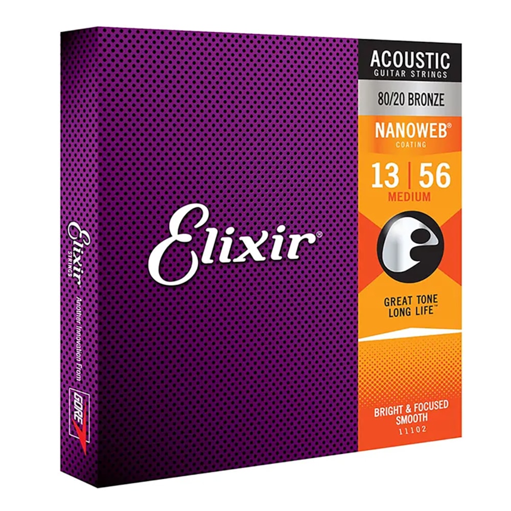 Encordoamento para Violão Elixir 11102 Nanoweb 80/20 Bronze Medium .013 - .056