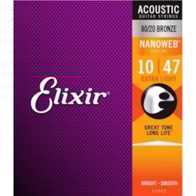 Encordoamento para Violão Elixir Nanoweb 11002 Extra Light 0.010 Encordoamento para Violão Elixir Nanoweb 11002 Extra Light 0.010