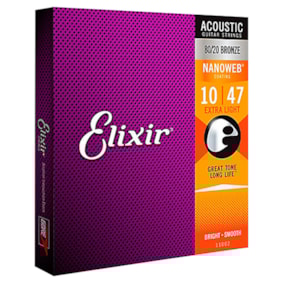 Encordoamento para Violão Elixir Nanoweb 11002 Extra Light 0.010 Encordoamento para Violão Elixir Nanoweb 11002 Extra Light 0.010