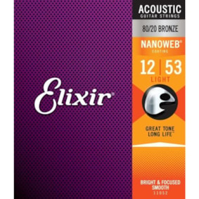 Encordoamento para Violão Elixir Nanoweb 11052 Light 0.012