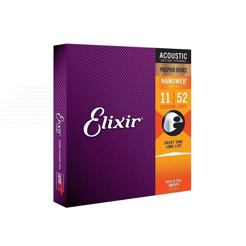 Encordoamento para Violão Elixir Nanoweb Phosphor Bronze Custom Light .011-.052  - 16027