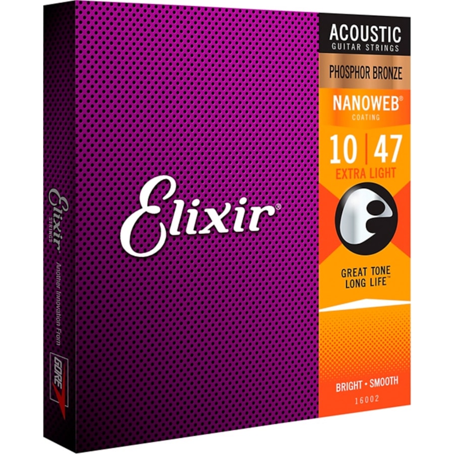 Encordoamento para Violão Elixir Nanoweb Phosphor Bronze Extra Light .010-.047  - 16002