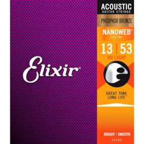 Encordoamento para Violão Elixir Nanoweb Phosphor Bronze HD Light .013-.053  - 16182