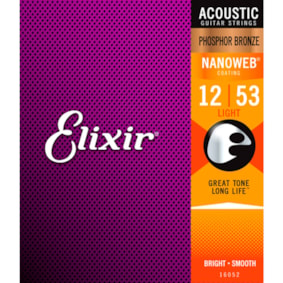 Encordoamento para Violão Elixir Nanoweb Phosphor Bronze Light .012-.053  - 16052