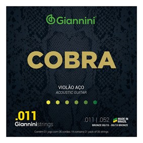 Encordoamento para Violão Giannini GEEFLK Série Cobra de Aço 85/15 0.011