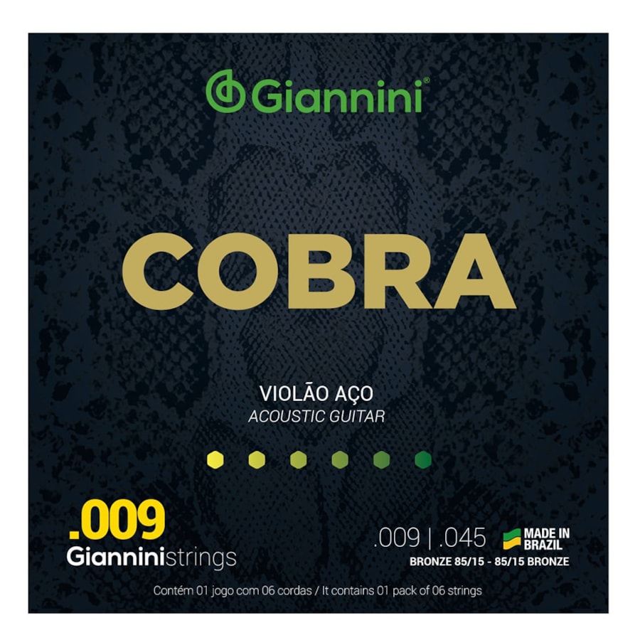 Encordoamento para Violão Giannini GEEWAK Série Cobra 0.009