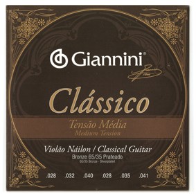Encordoamento para Violão Giannini GENWPM Série Clássico de Nylon Tensão Média