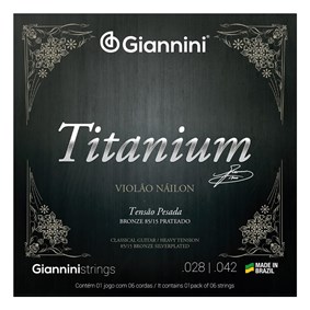 Encordoamento para Violão Giannini GENWTA Série Titanium de Nylon Tensão Alta
