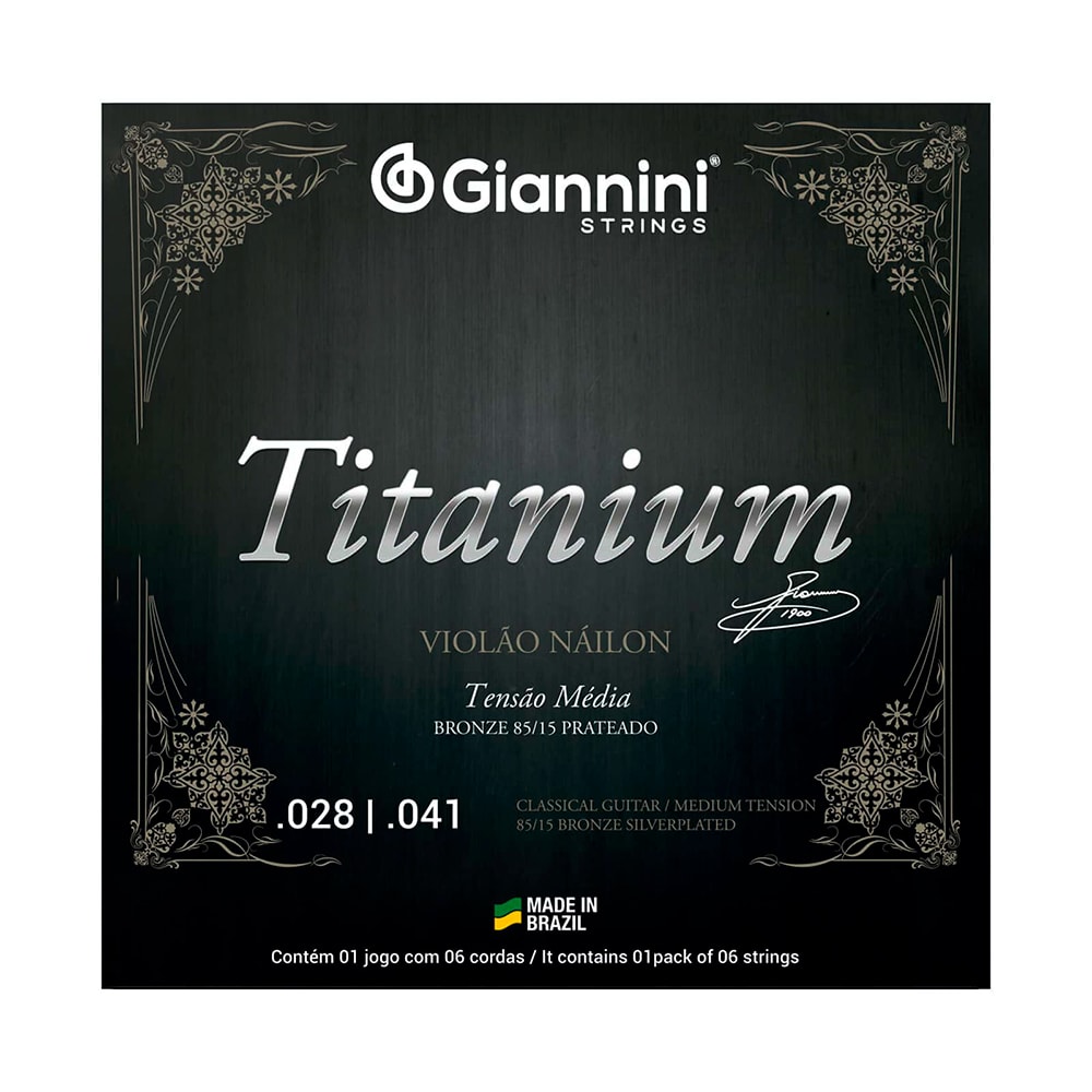 Encordoamento para Violão Giannini GENWTM Serie Titanium Nylon Tensão Média
