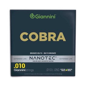 Encordoamento para Violão Giannini Nanotec Cobra Aço .010-.050