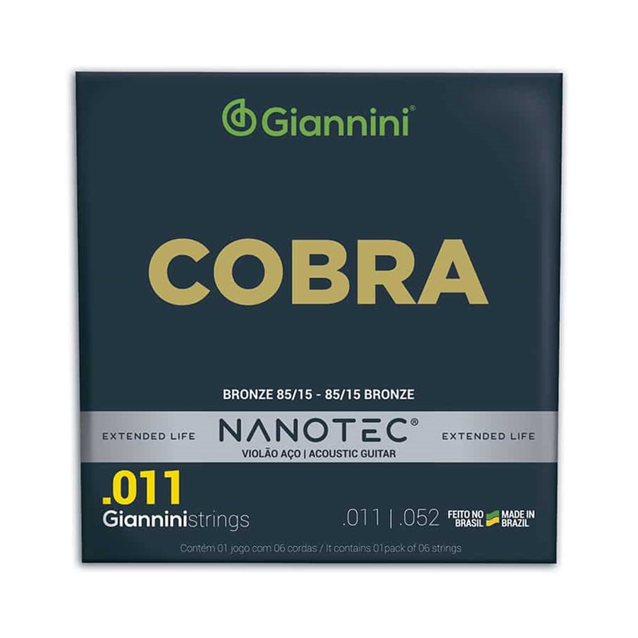 Encordoamento para Violão Giannini Nanotec Cobra Aço .011-.052