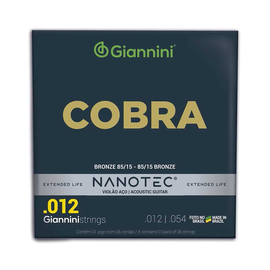 Encordoamento para Violão Giannini Nanotec Cobra Aço .012-.054