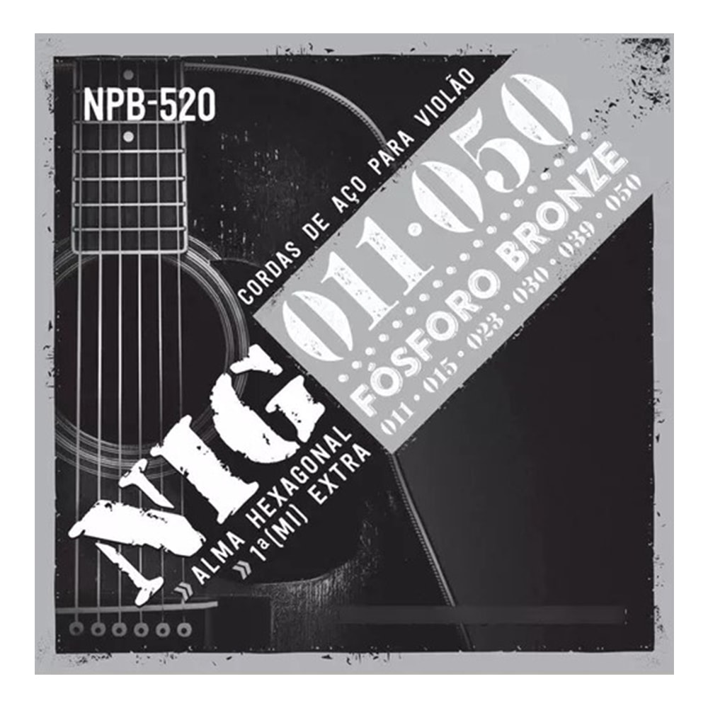 Encordoamento para Violão NIG NPB520 de Aço Fósforo Bronze .011/.050