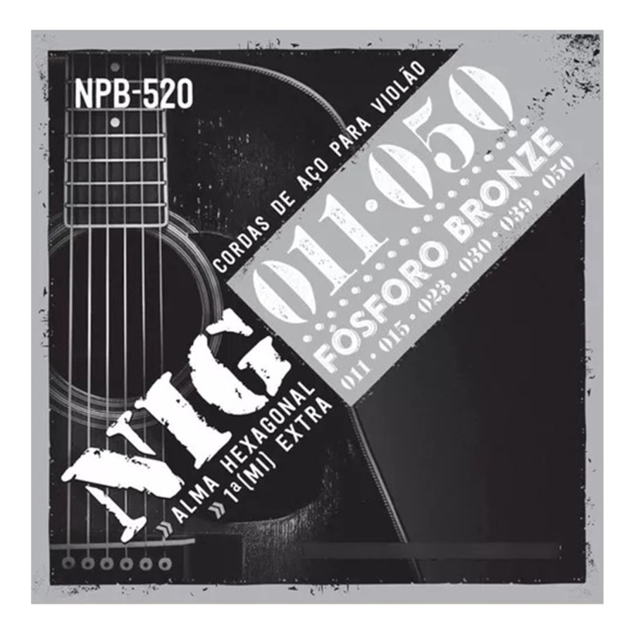 Encordoamento para Violão NIG NPB520 de Aço Fósforo Bronze .011/.050 Encordoamento para Violão NIG NPB520 de Aço Fósforo Bronze .011/.050