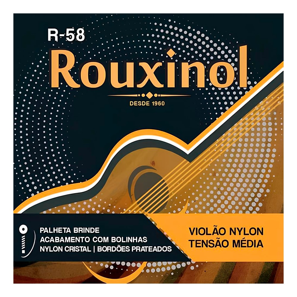 Encordoamento para Violão Rouxinol 6 Cordas de Nylon c/ Bolinha 0.28 - 0.43