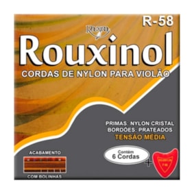 Encordoamento para Violão Rouxinol 6 Cordas de Nylon c/ Bolinha 0.28 - 0.43