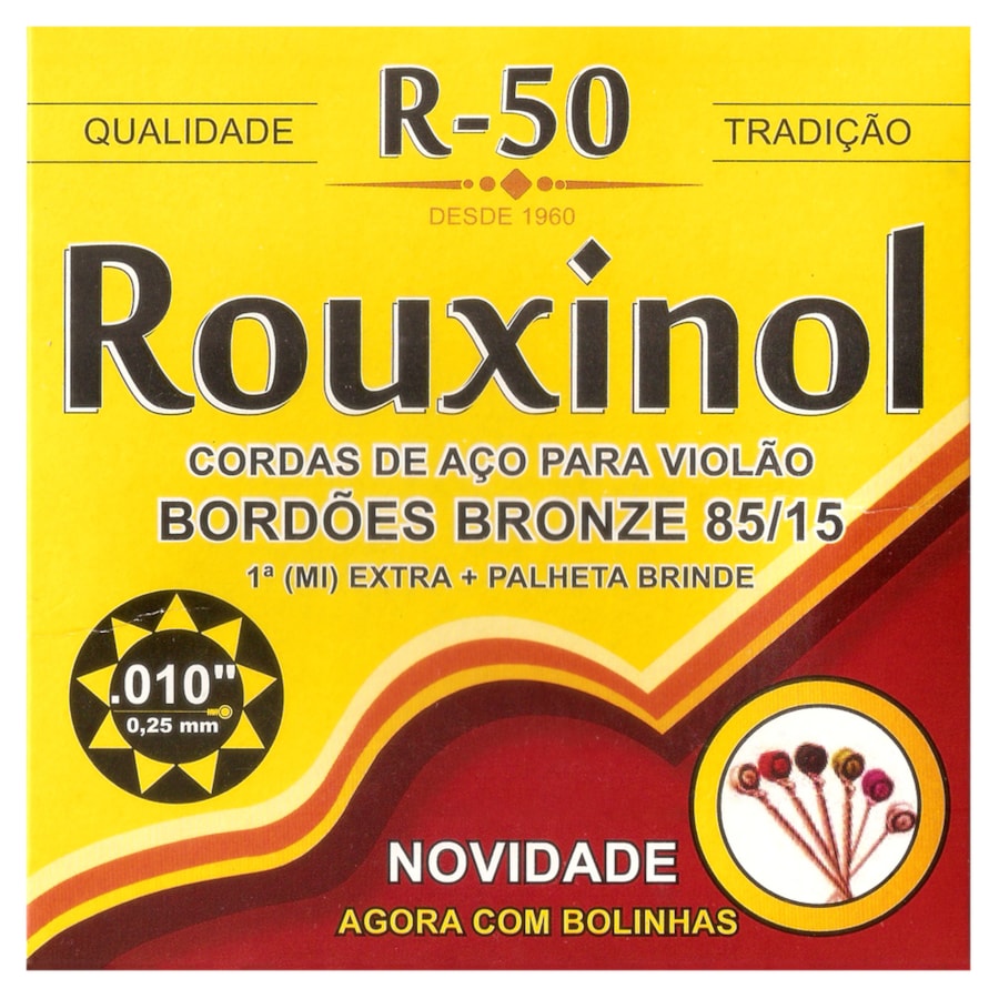 Encordoamento para Violão Rouxinol R-50 de Aço Encordoamento para Violão Rouxinol R-50 de Aço