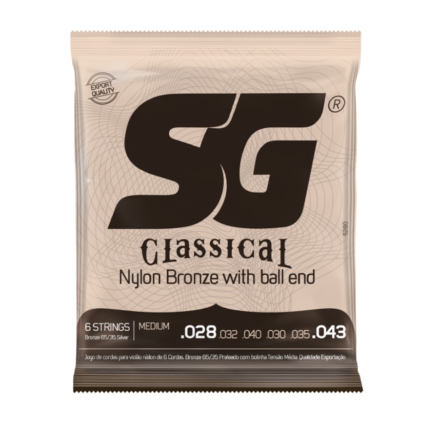 Encordoamento para Violão SG de Nylon Classical Nylon Bronze Medium C/Bolinha - Tensão Média Encordoamento para Violão SG de Nylon Classical Nylon Bronze Medium C/Bolinha - Tensão Média