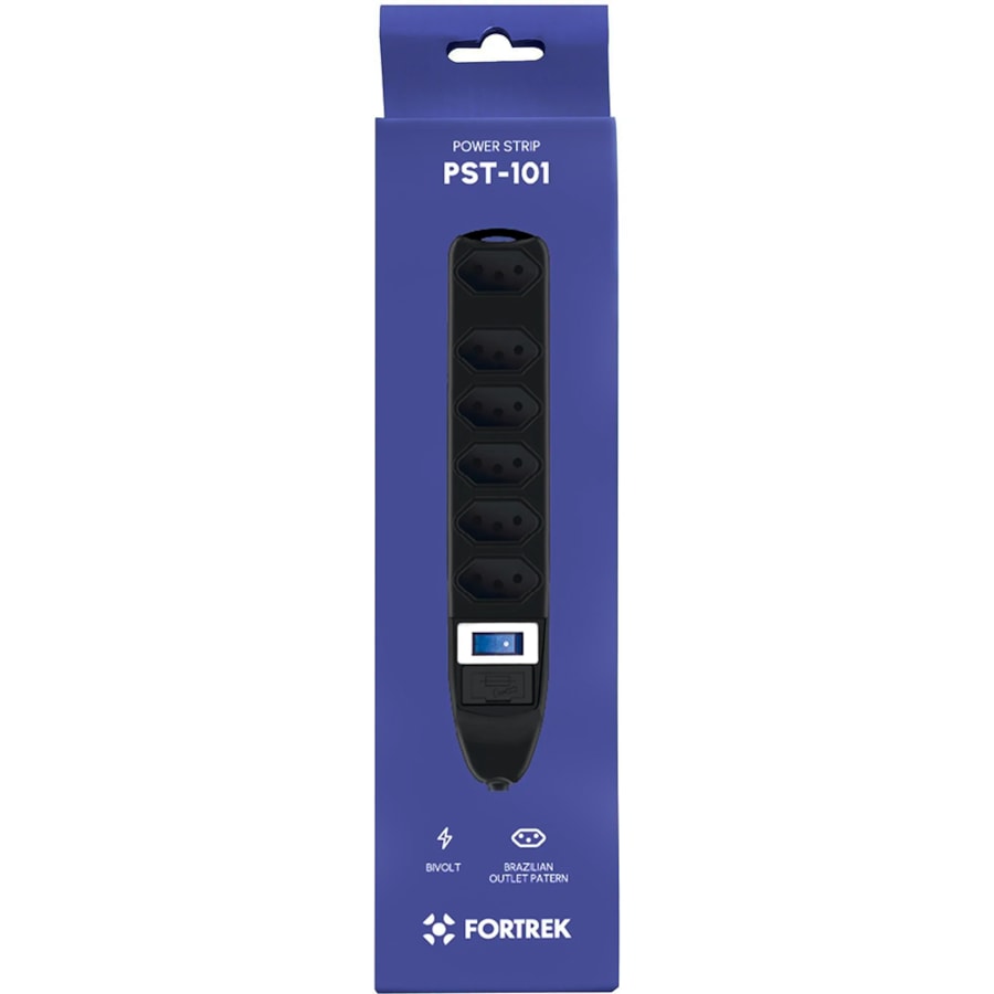 Filtro de Linha Fortrek PST101 C/ 6 Tomadas de 1 Metro