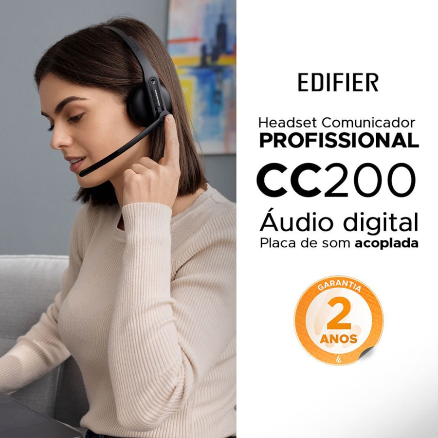 Fone de Ouvido Edifier CC200 Over Ear Preto C/ Microfone - Akustica Musical