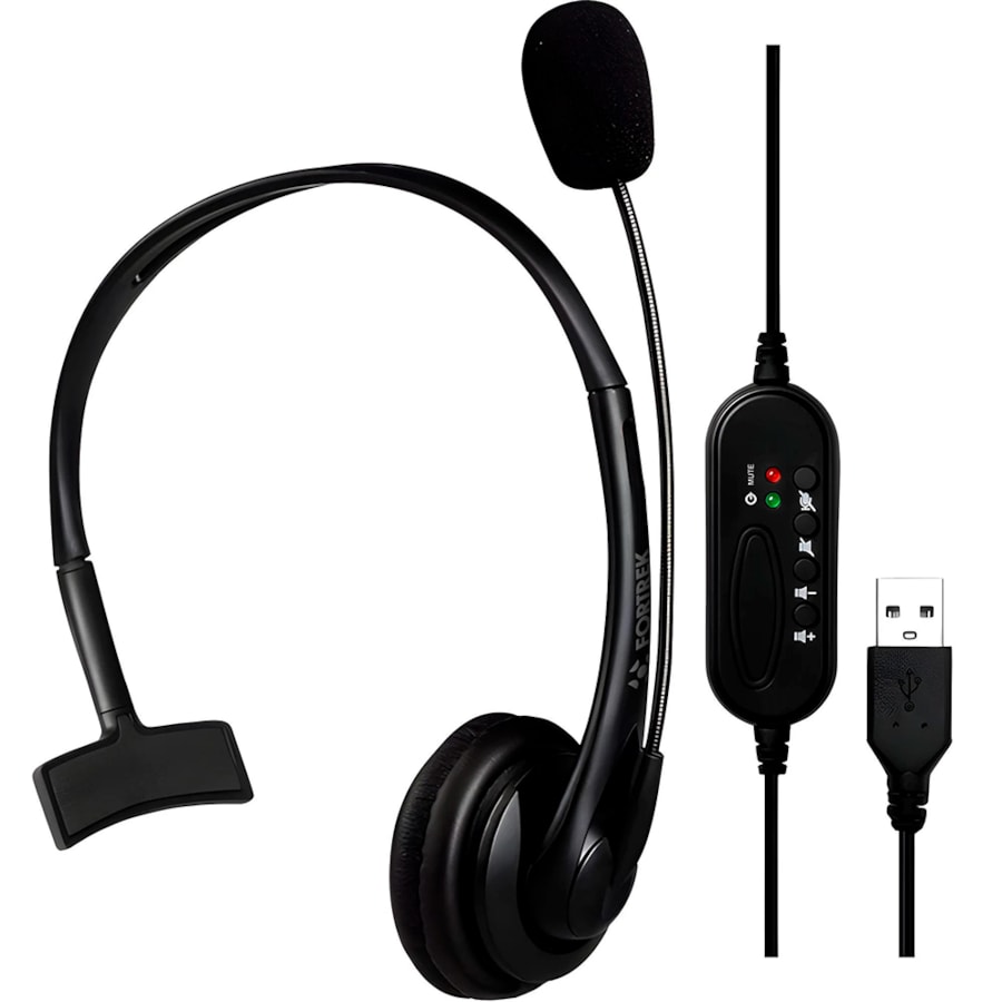 Fone De Ouvido Office Fortrek FK731A Headset USB  	 Fone De Ouvido Office Fortrek FK731A Headset USB