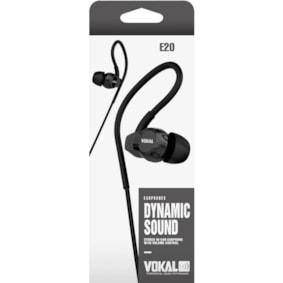 Fone de Ouvido Vokal E20 BK In Ear Preto Fone de Ouvido Vokal E20 BK In Ear Preto