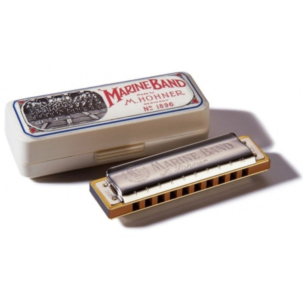 Gaita de Boca Diatônica Hohner Marine Band 1896/20 em D com Estojo