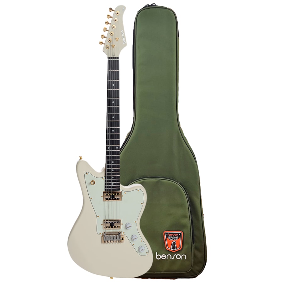 Guitarra Benson Jazz Master Brave Five Olympic White Satin C/ Bag