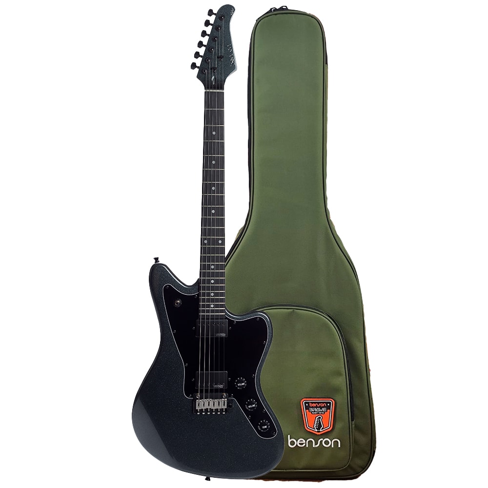  Guitarra Benson Jazz Master  Brave Six Charcoal Sparkle C/ Bag