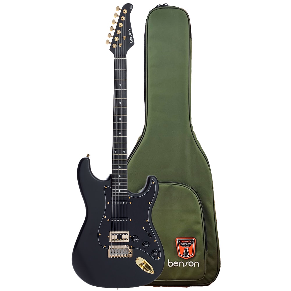  Guitarra Benson Stratocaster Brave Nine Black Satin C/ Bag