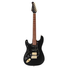 Guitarra Benson Stratocaster Hardy Series S 902 BK HM Gold LH Black Canhota C/ Bag