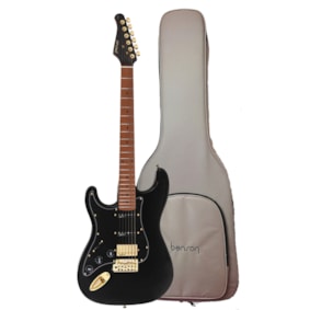 Guitarra Benson Stratocaster Hardy Series S 902 BK HM Gold LH Black Canhota C/ Bag