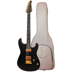 Guitarra Benson Superstrato Hardy Series Modern BKS Black Satin Gold Com Bag