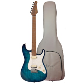 Guitarra Benson Superstrato Hardy Series Modern BLB Black Light Blue Com Bag