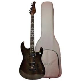 Guitarra Benson Superstrato Hardy Series Modern CHB Charcoal Black Brilhoso Com Bag