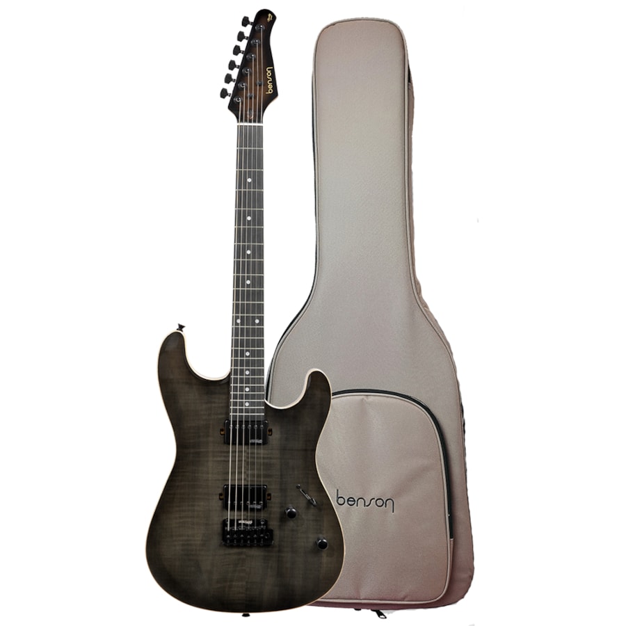 Guitarra Benson Superstrato Hardy Series Modern CHB Charcoal Black Burst Com Bag