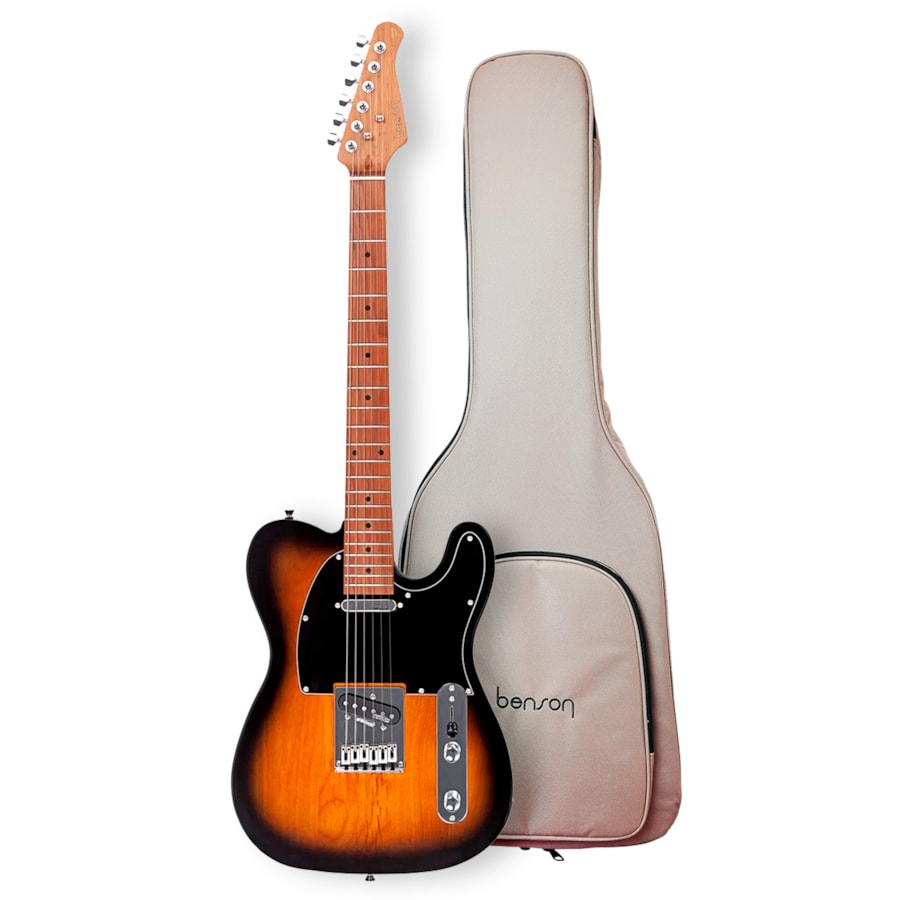 Guitarra Benson Telecaster Hardy Series SS 904 Sunburst 2TS Escudo Preto Com Bag Guitarra Benson Telecaster Hardy Series SS 904 Sunburst 2TS Escudo Preto Com Bag