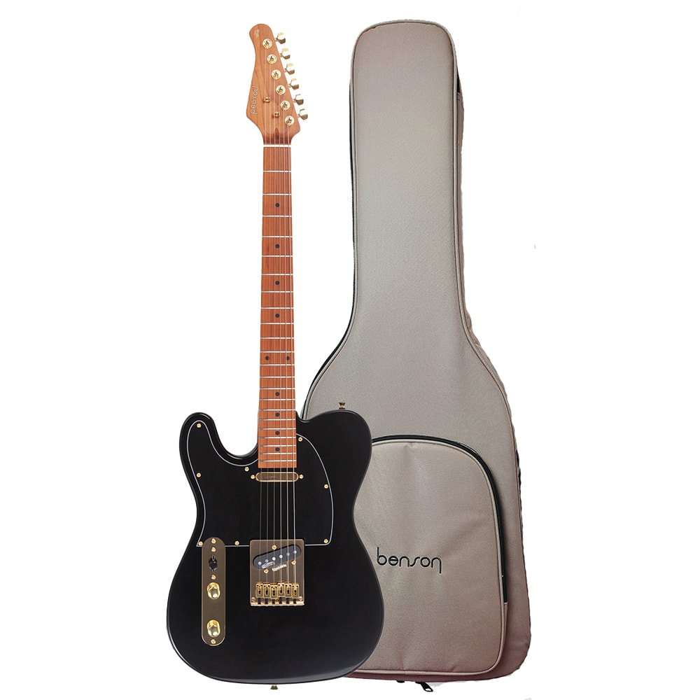 Guitarra Benson Telecaster Hardy Series T 904 BK Gold LH Black Canhota C/ Bag