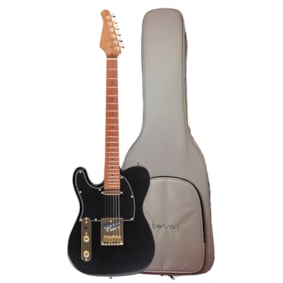 Guitarra Benson Telecaster Hardy Series T 904 BK Gold LH Black Canhota C/ Bag