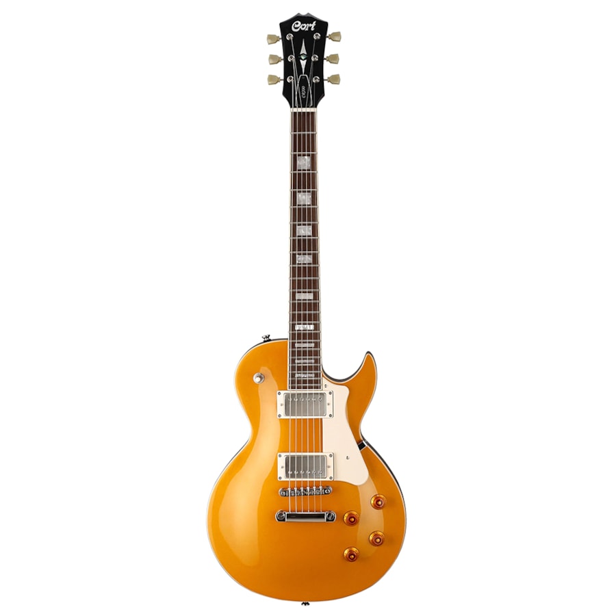 Guitarra Cort CR200 GT E/VW Linha Classic Rock Les Paul Gold Top C/ Escudo Creme e Escala Escura